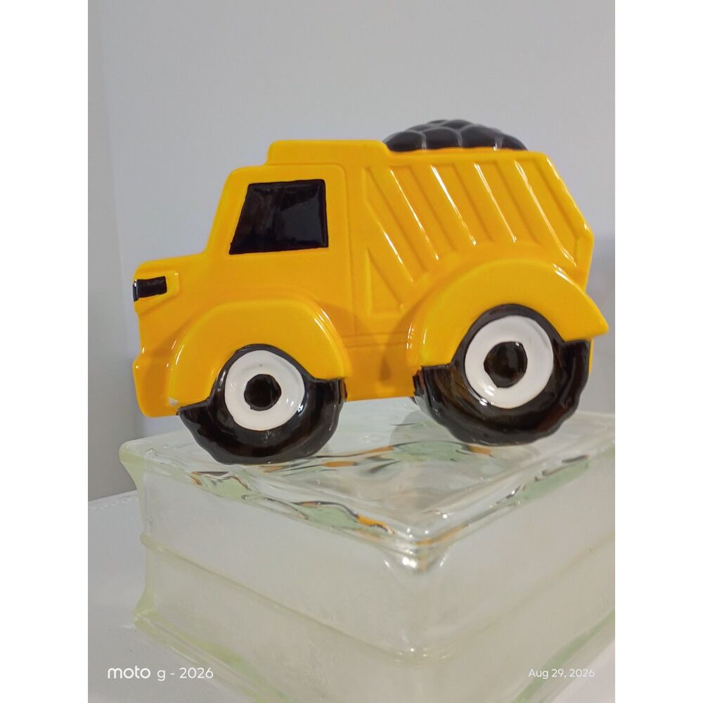 Tonka Yellow Construction Dump Truck Ceramic Piggy Bank -  Nursery Decor